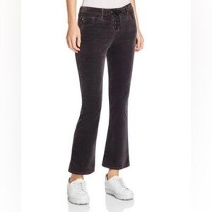 AG JEANS JODI LACE-UP CROPPED FLARE VELVET JEANS IN RICH MERCURY
